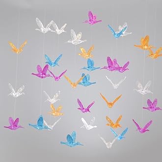 Creative DIY Flying Bird Decorative Hanging Ornaments for Ceiling Light Kindergarten Shopping Mall Home Window Decoration (10, Colorful Set)