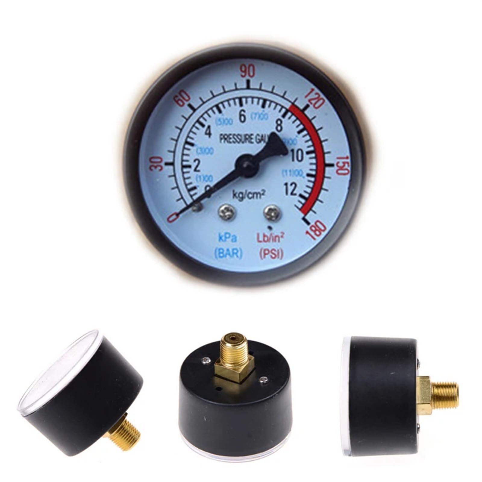Manometro per Fluido Idraulico Pneumatico per compressore d'Aria 0-12 Bar / 0-180 PSI