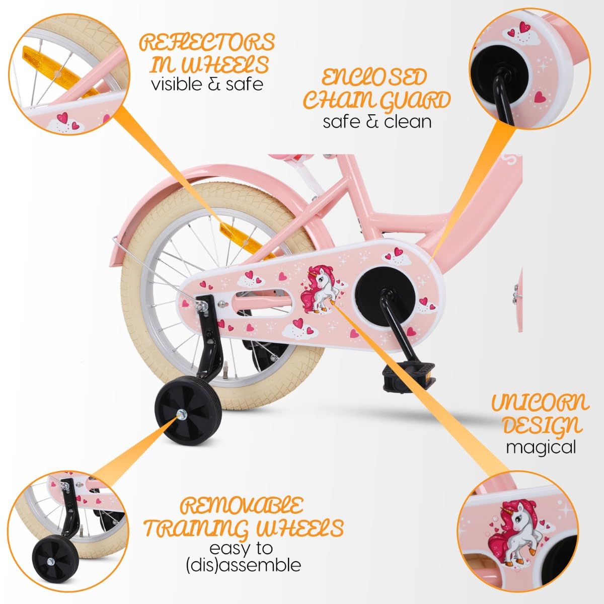 Dolly Kinderfahrrad 16 Zoll | Ab 4-6 Jahre | einfache Montage (95% vormontiert) | Kinder Fahrrad für Mädchen/Jugend | Kleidergröße von 103 bis 118 cm | inklusive Stützräder