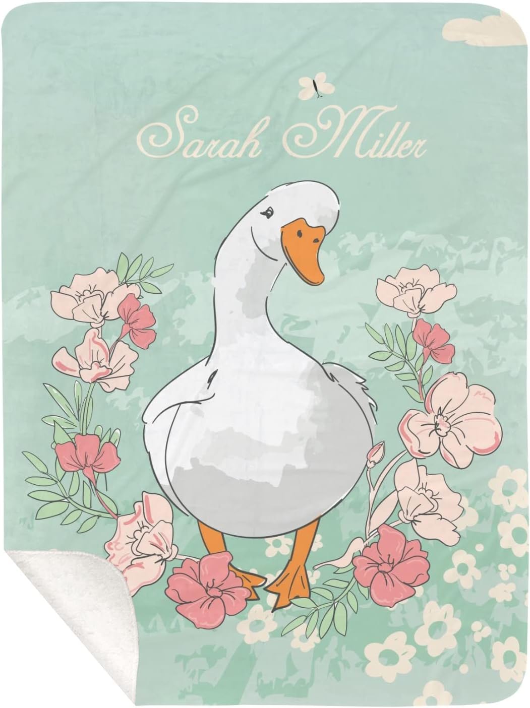 Cute Little Flower Duckling Personalized Baby Blanket for Girl Boy Soft Warm Newborn Throw Naps Swaddle Custom Blanket 30X40 in