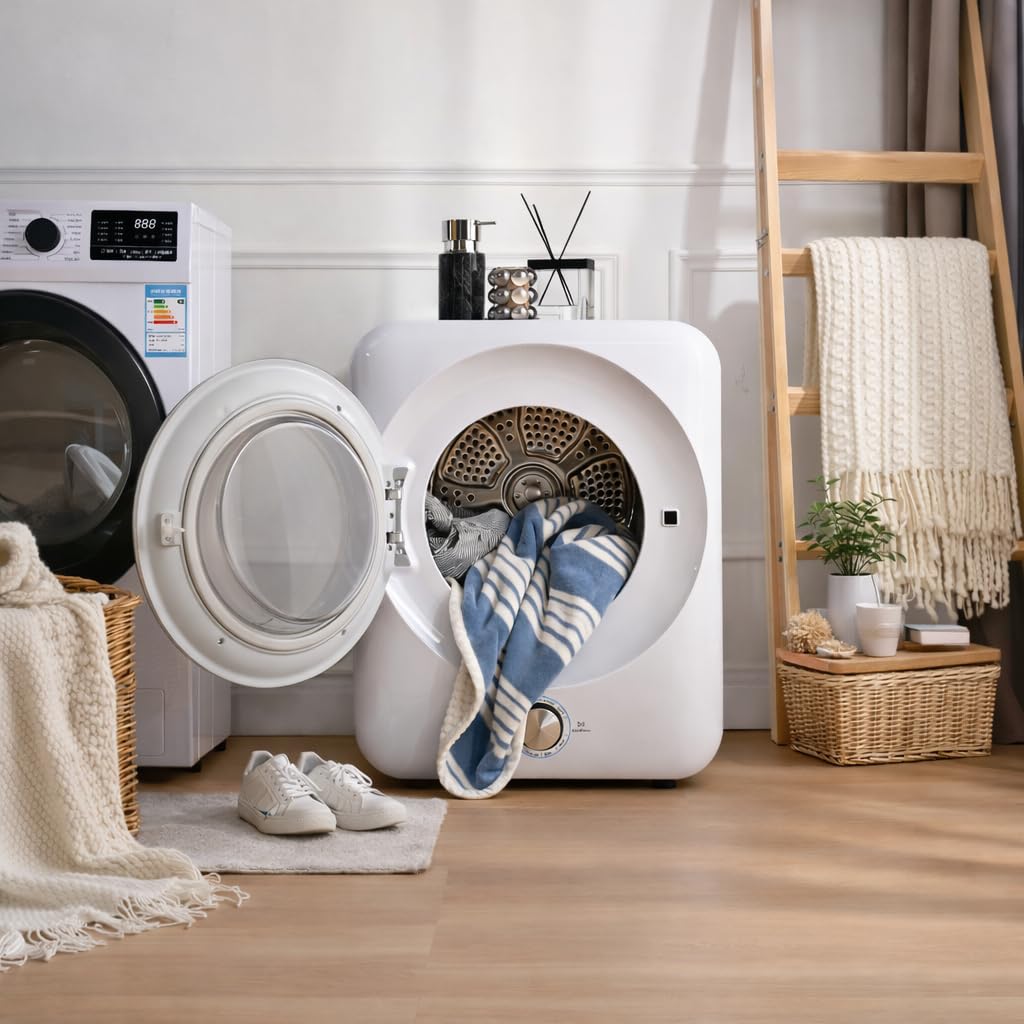 Sèche-Linge À Évacuation 3 Kg Silencieux Compact 8 Programmes Capteur NTC Double Filtration Lavable Installation Murale Pose Libre