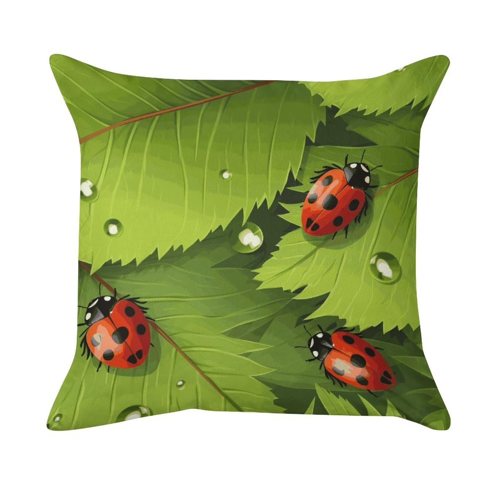 VstaDank Leaves and Ladybugs Pillow Covers Super Soft Pillow Cases Square Throw Pillowcase Decorative Luxury Cushion Cases Velvet Lumbar Pillow Shells with Zipper for All Seasons