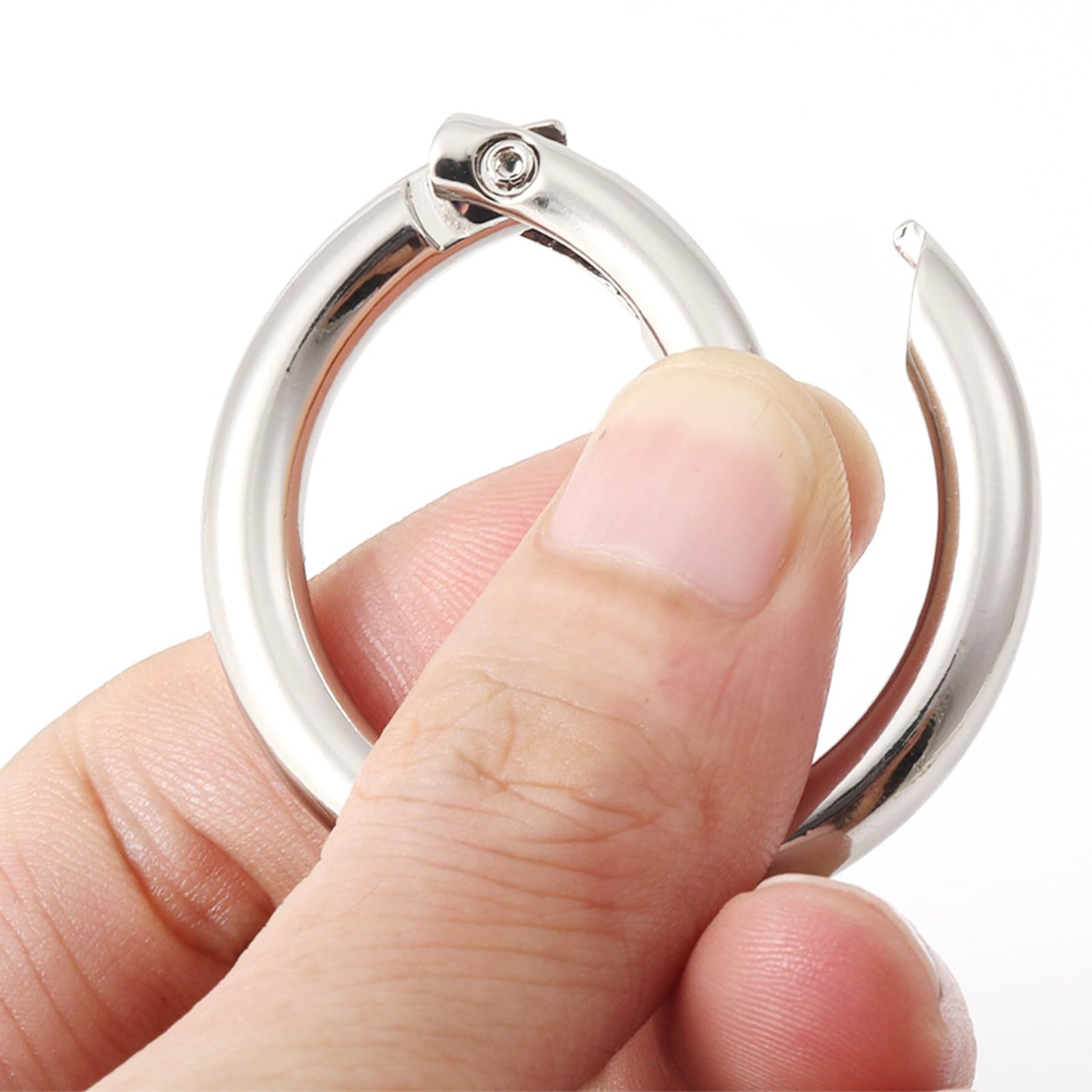 Moschettoni Rotondi Con Molla - Set 4 Pezzi In Lega Di Zinco, Argento, 25mm, Per Portachiavi, Borse E Fai Da Te - Foto 4