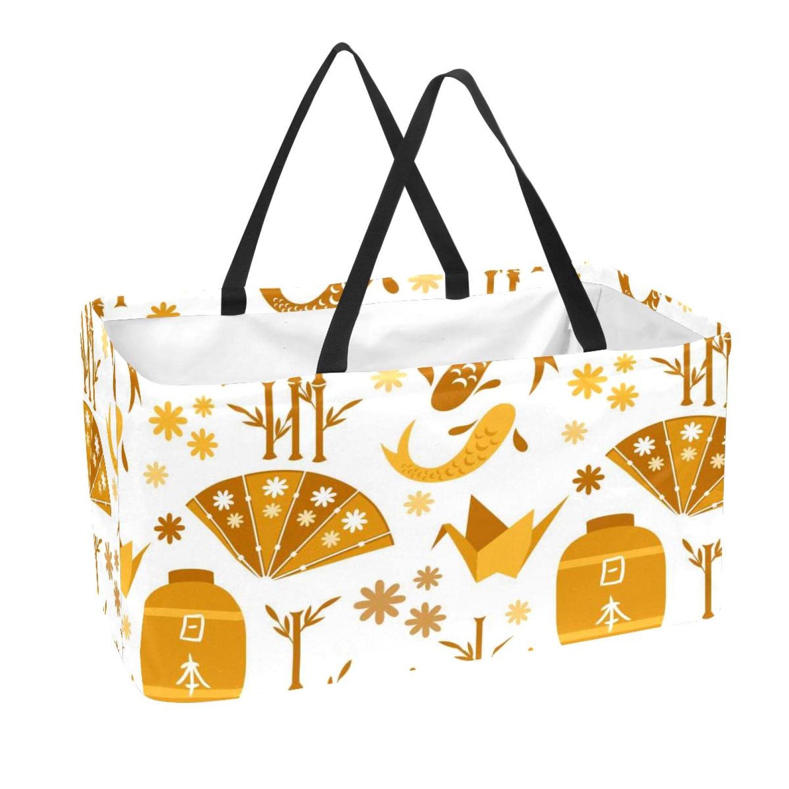 Borsa Per Viaggi Shopping Grande Borsa Pieghevole Utilità, Riutilizzabile Sacchetto Della Spesa Della Spesa Giapponese Modello Gatto Borsa Pieghevole Kyoto Motivo