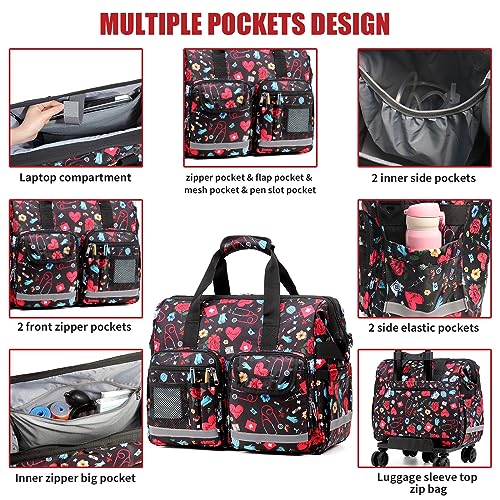 Image of Nurse Rolling Medical Duffle Bag Work Nursing School College Student Must Have Clinical Home Health Nurse Cna Nr Gifts Carry On Bag with Wheels Doctor Emt Ems Healthcare Equipment Homecare Physician