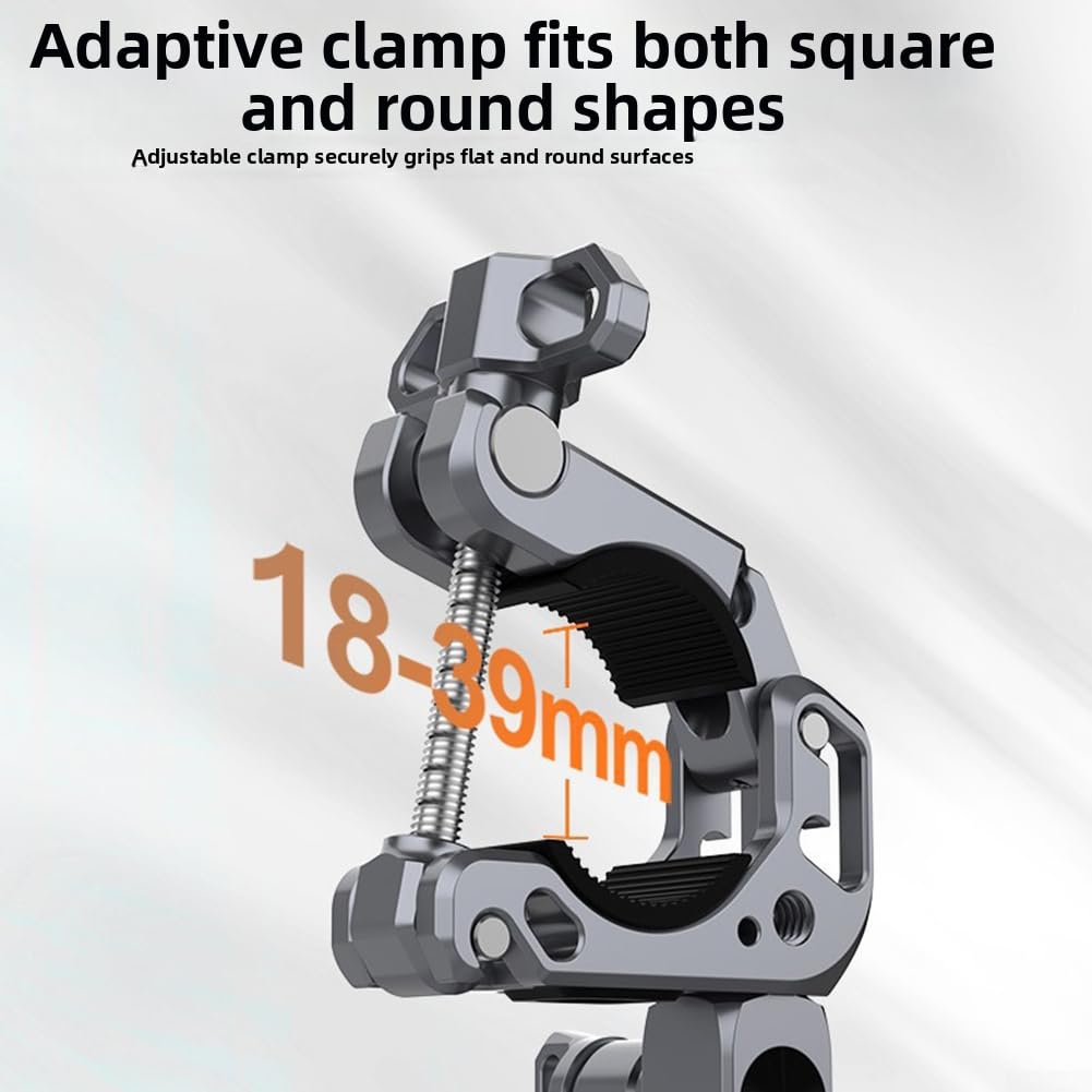 Lega di alluminio Gimbal Manubrio Clip per Action Camere: 180 ° 210 ° Supporto Regolabile Morsetto Bici Stabile per Moto Vlog Registrazione