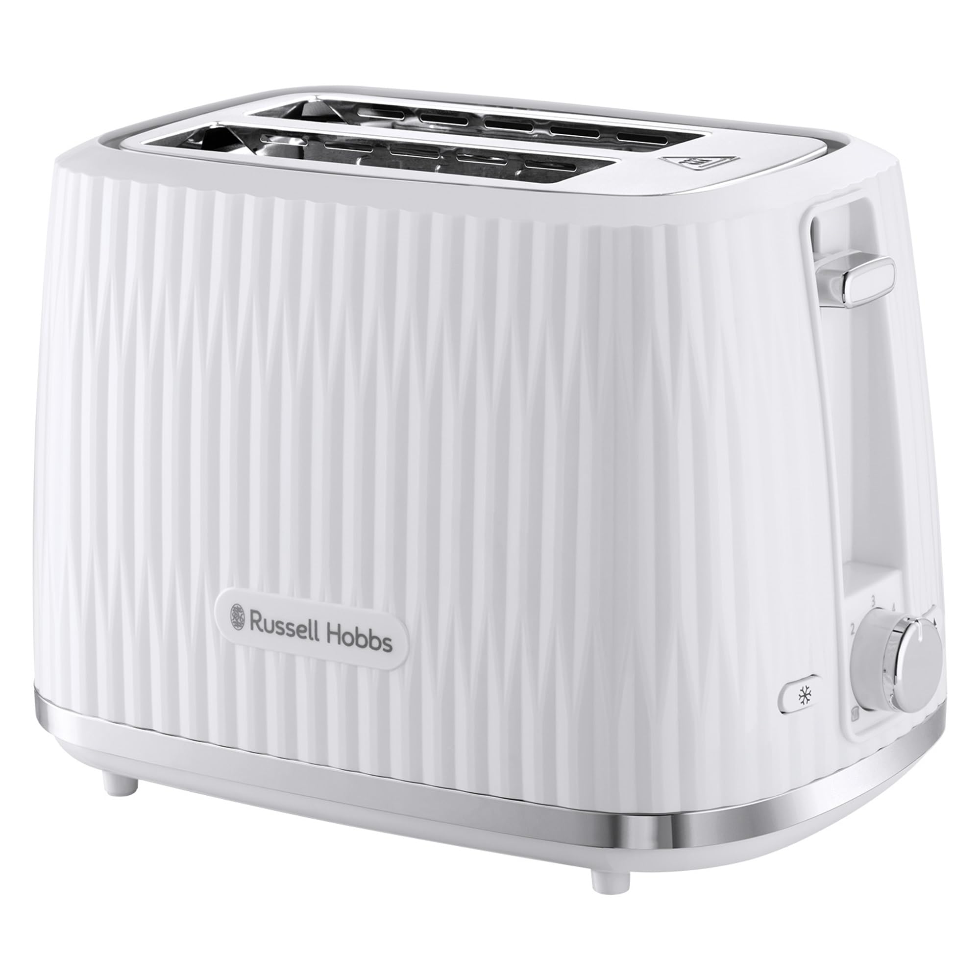 Russell Hobbs Eden 2 Slice Toaster (6 Browning settings, High lift feature, Frozen, reheat, cancel functions, Removable crumb tray, 800W, White) 27370