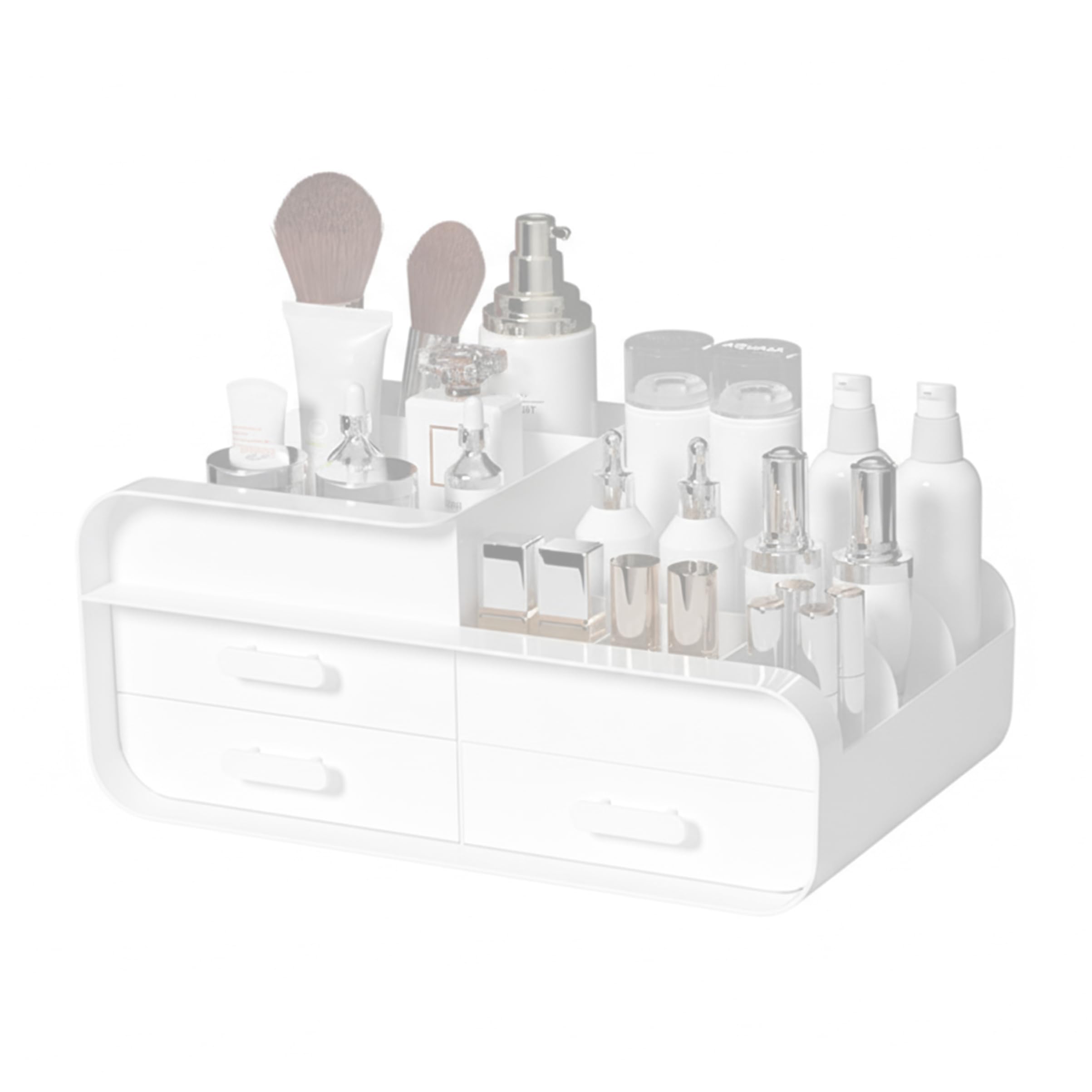 Rangement soins la peau pour vanité et salon de maquillage chic blanc ivoire