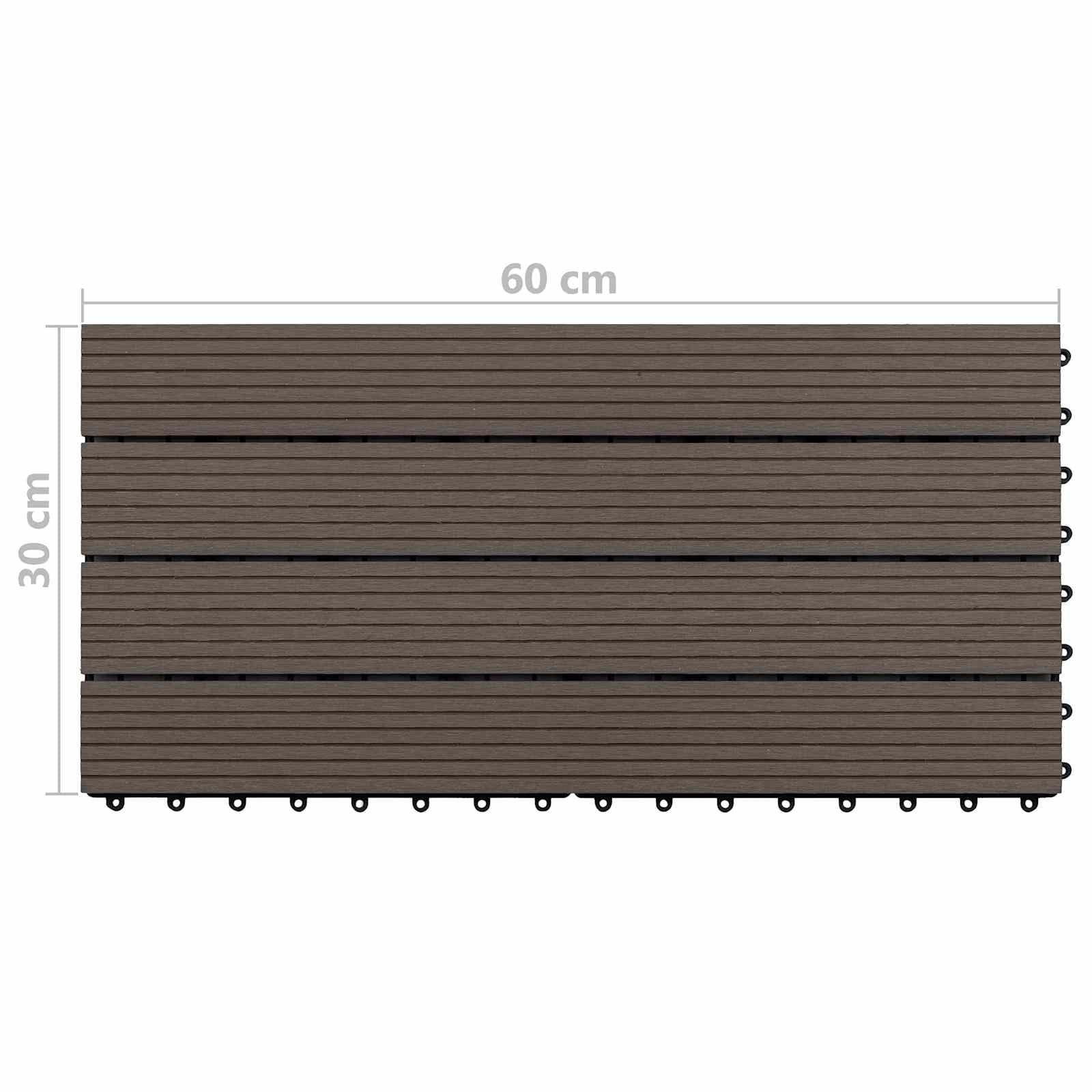 vidaXL Terrassenfliese 6 Stk. Dunkelbraun 60 x 30 cm WPC