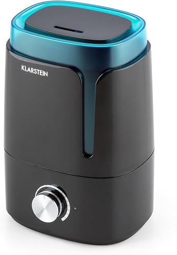 Klarstein Stavanger Humidifier - Aroma Function, Ultrasonic Evaporator, 3.5 Litres Water Tank, Only 25W Power Consumption, Evaporation Up to 300 ml/h, Easy Operation via Knobs, Black/Turquoise - 7