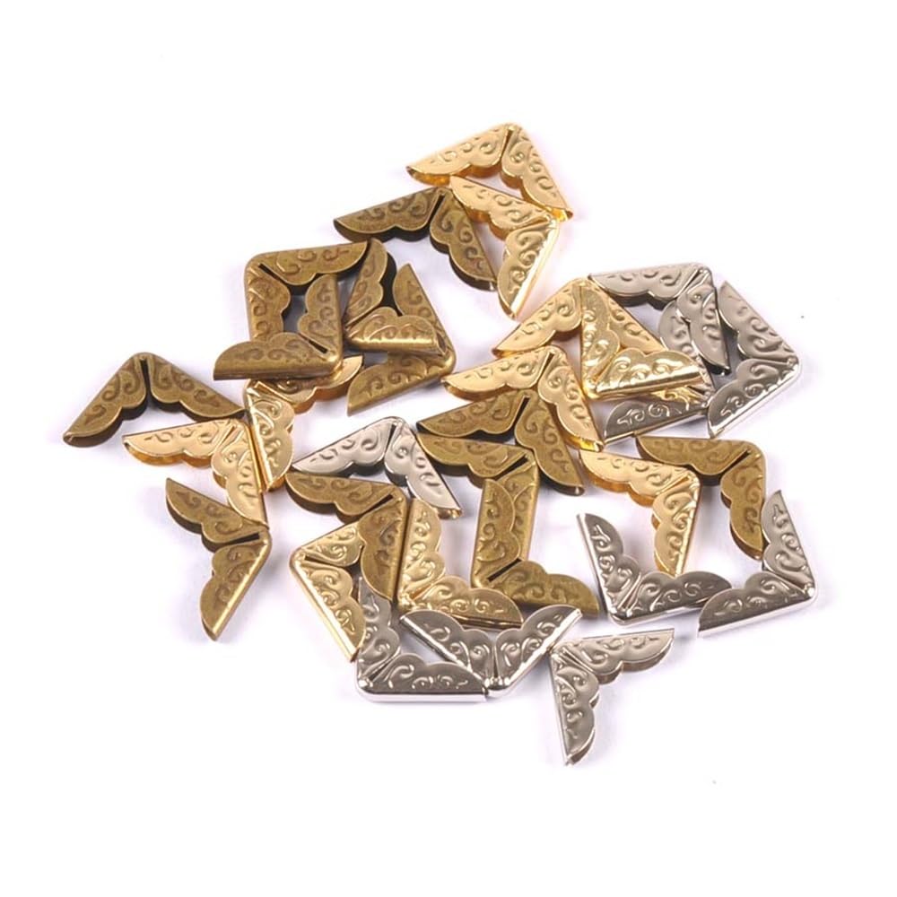 Ochraniacz narożników, Ochraniacz narożników książ 14x14mm Antyczna metalowa książka do scrapbookingu, notatnik, albumy, menu, teczki, ochraniacze narożne, brąz(3,100PCS)