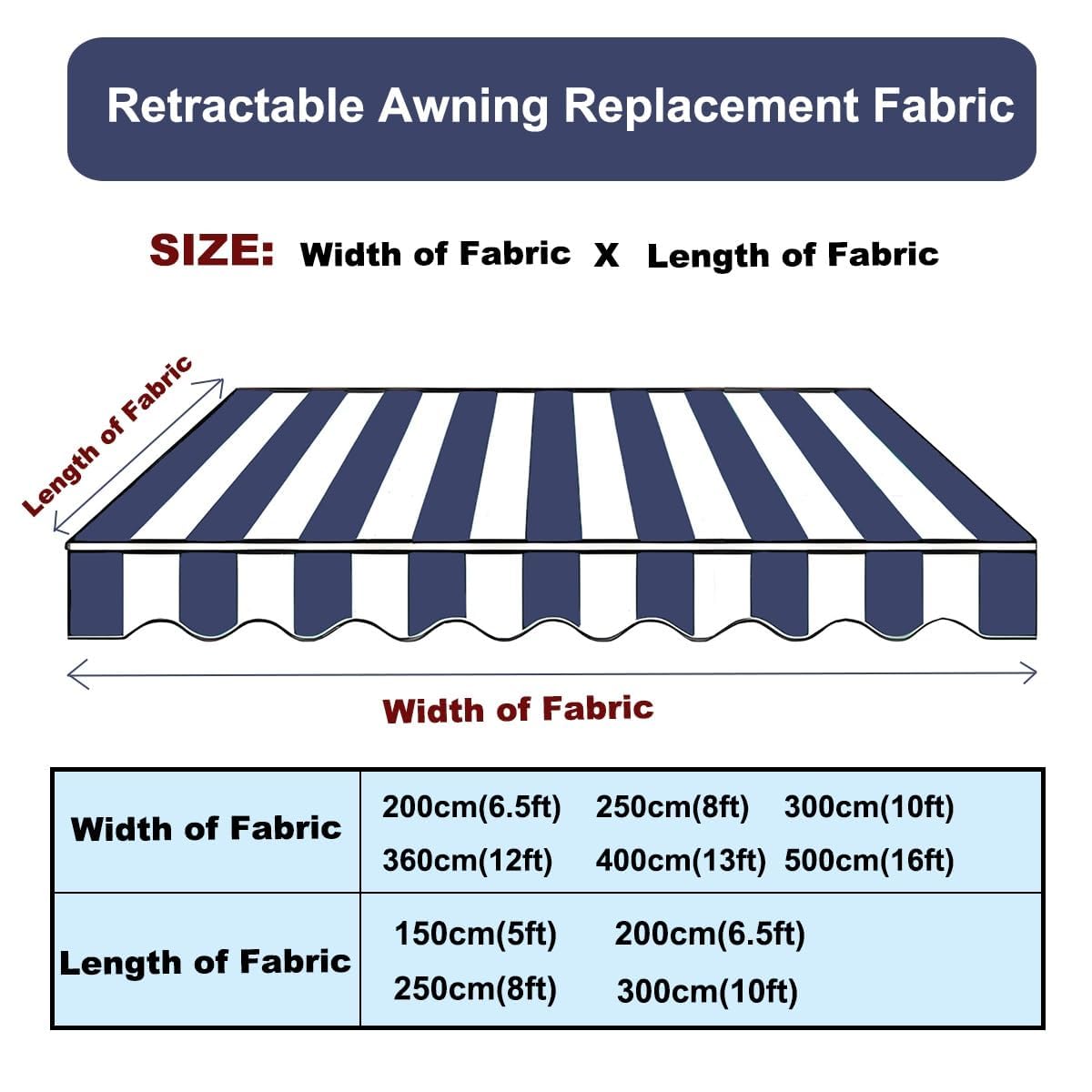 Telo di Ricambio per Tende da Sole, Tessuto di ricambi, Senza Telaio, Impermeabile e Resistente al Sole, per Balcone, Patio, Esterno, Giardino, Terrazzo,002,200x150cm