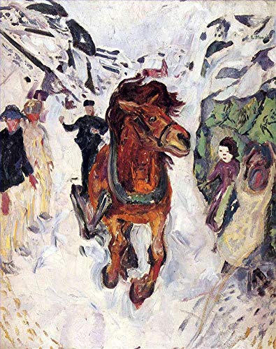 Peinture cheval au galop Munch peinte à la main par des professeurs