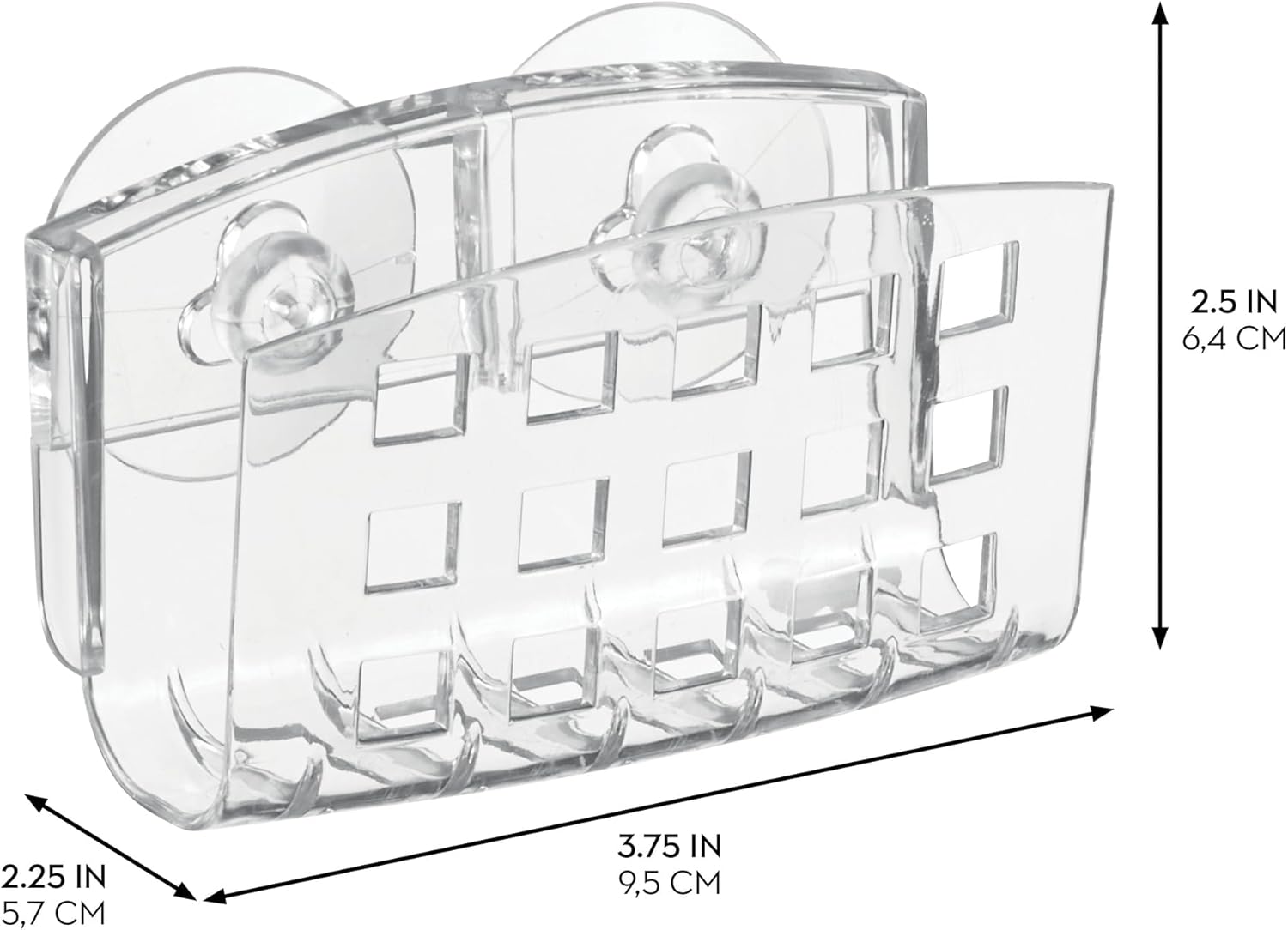 iDesign BPA-Free Plastic Sponge Holder with Suction Cups, 3.75" x 2" x 2" | Clear, For Kitchen Sink, Bathroom Organization