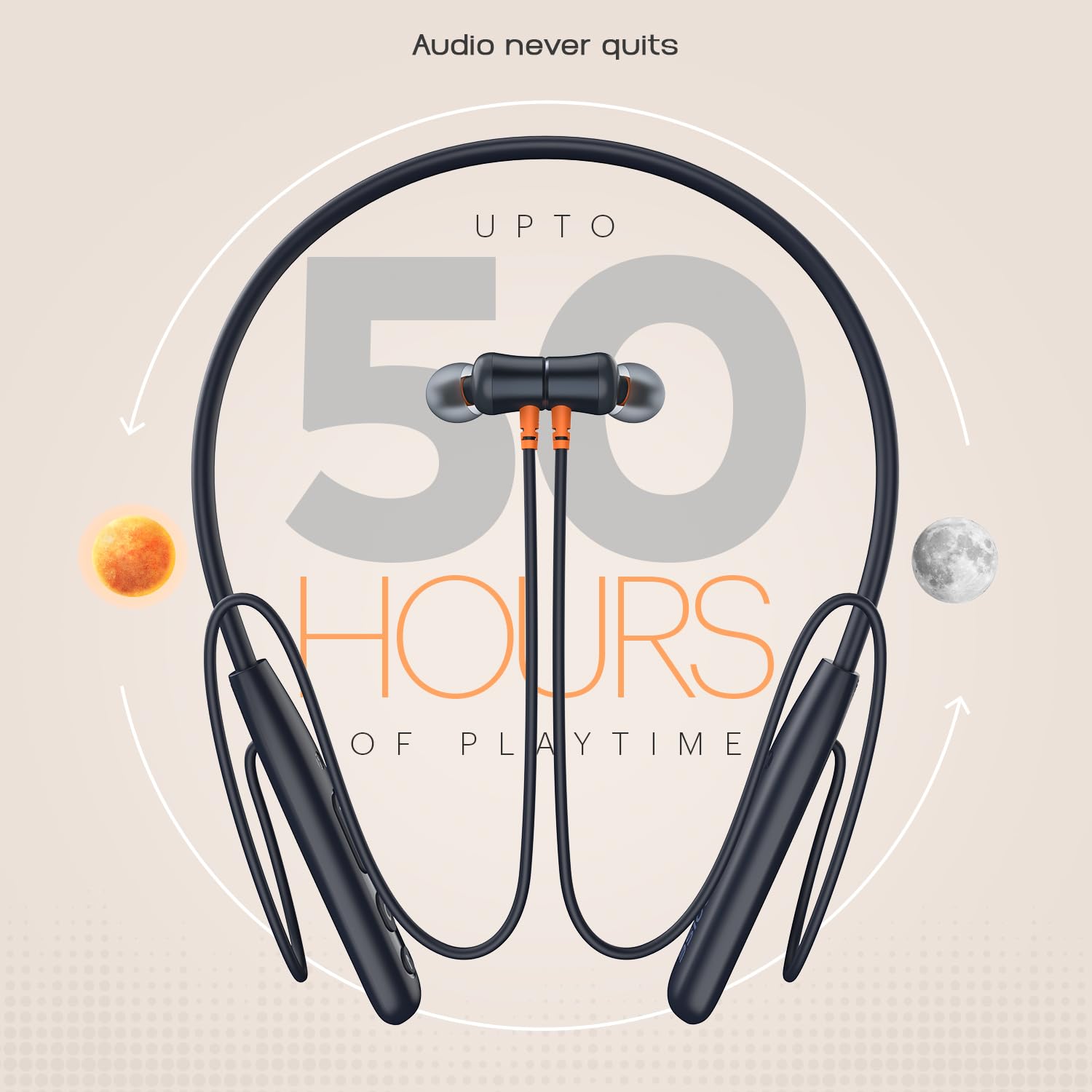 Noise Airwave Bluetooth in Ear Neckband with 50H of Playtime, 3 EQ Modes, ENC for Calling, Low Latency(Upto 50ms), 10mm Driver, BT v5.3(Midnight Blue) — Amazon image 3