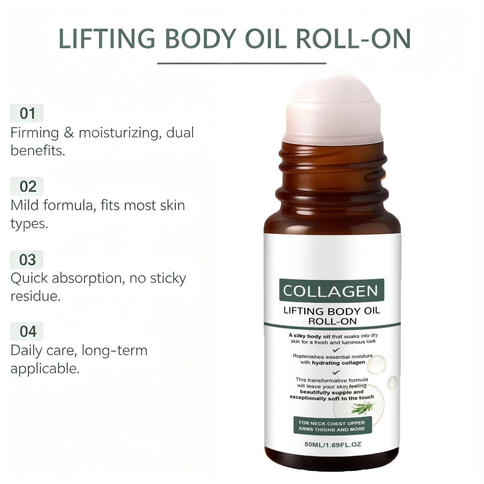 Olio per il corpo di sollevamento del collagene per rassodare e idratare la pelle, anti-cedimento e aumento dell'elasticità, olio per il corpo secco rassodante anti invecchiamento (6PCS)