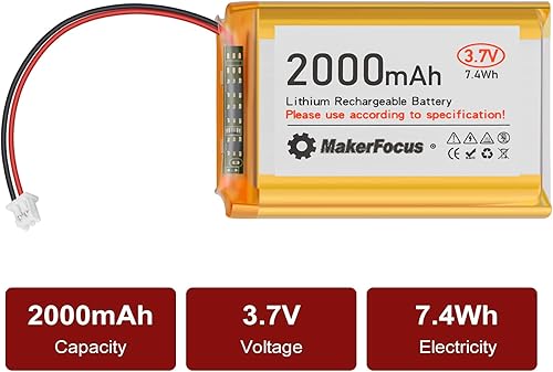 Miniatura 7 de MakerFocus 1 unids 3.7 V 2000 mAh 7.4 Wh batería recargable de polímero de litio 1S 1C LiPo batería con placa de protección cinta de goma aislada y