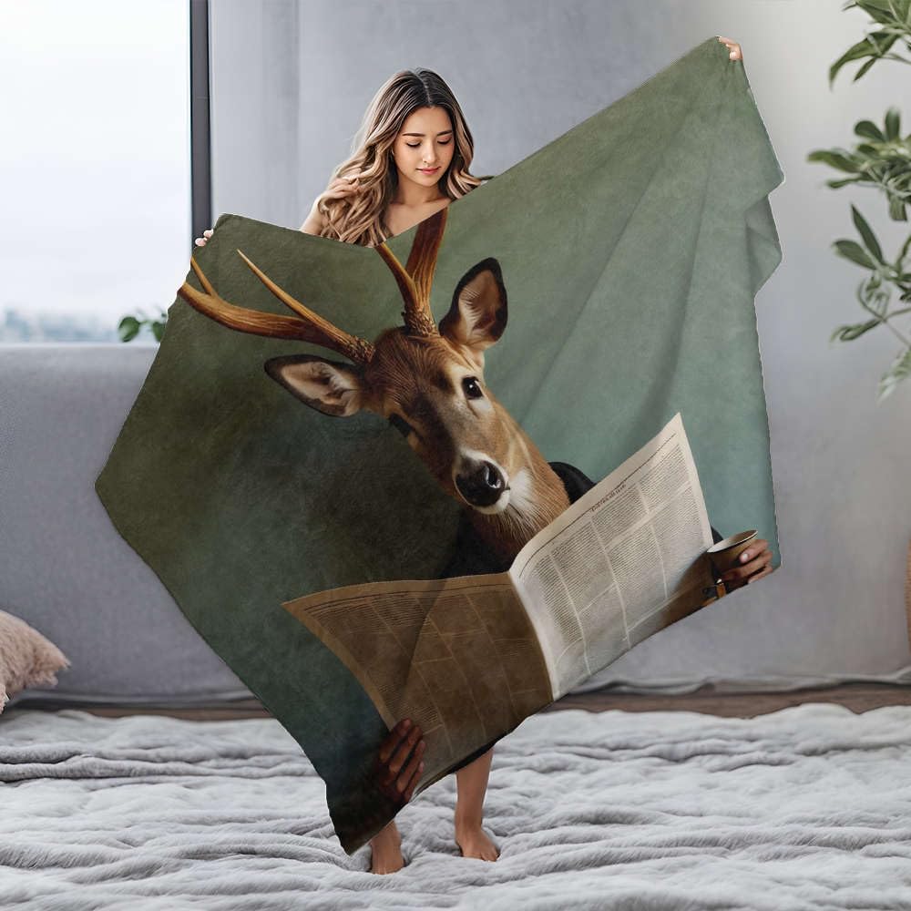 Couverture en flanelle cerf café 125x150 cm : l'idée cadeau idéale pour grand lit et cocooning