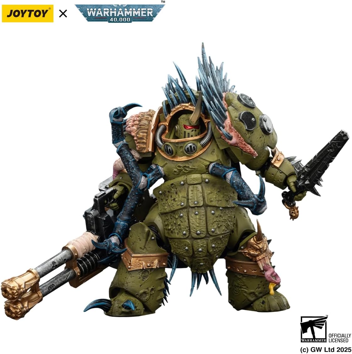 JOYTOY Action Figures Warhammer 40K Death Guard Blightlord Terminator Squad 1/18 Movable Model Collectible Figurine Ages 15+ (1 with Reaper Autocannon and Bubotic Blades)