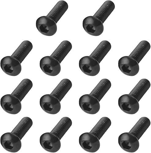 YALOK Tornillo hexagonal M6 x 0.984 in, 14 tornillos Allen de cabeza de botón, tornillos de máquina de cabeza redonda de acero al carbono, tornillos