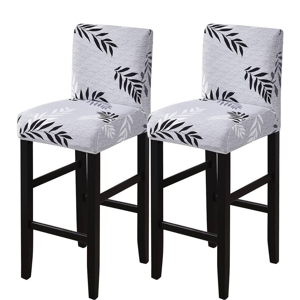 Housse de tabouret de bar à dossier court extensibles Lot de 2 pour cuisine