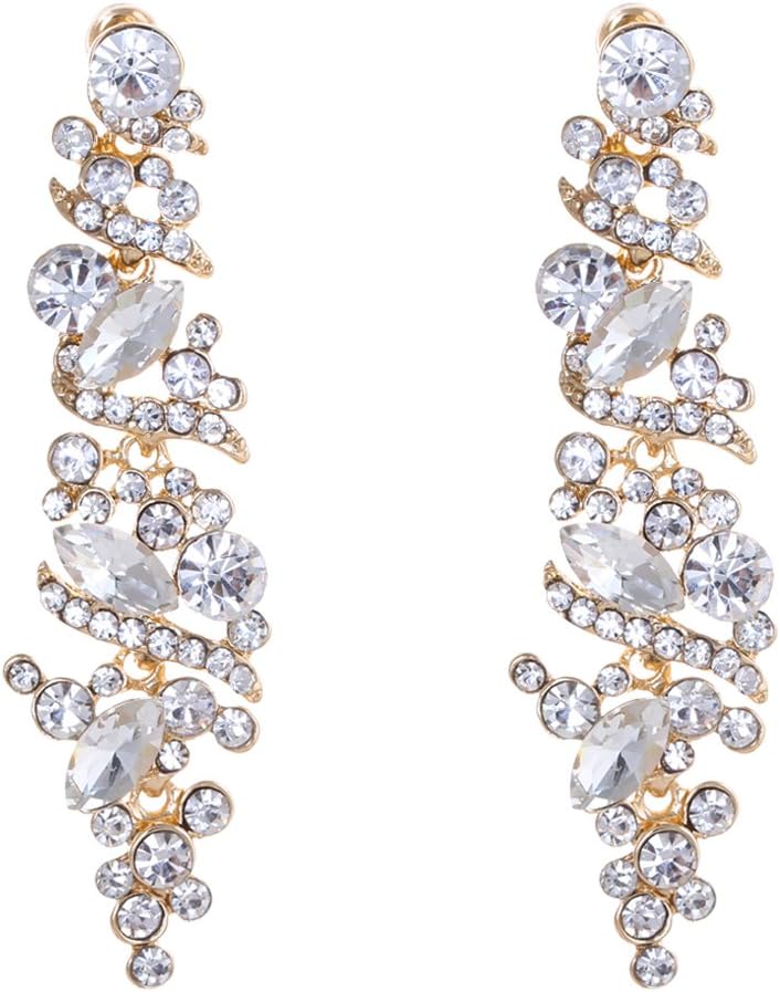 NLCAC Women's Wedding Earrings for Brides Dangling Rhinestone Crystal Chandelier Earring Drop Bridesmaids