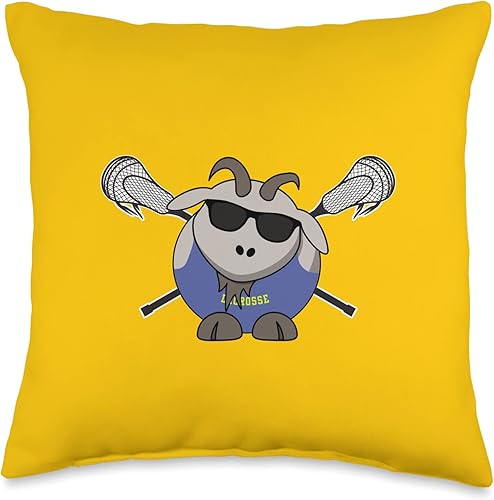 Funny Goat Lacrosse Merch Funny Goat Lacrosse - Almohada de lacrosse, 16 x 16 pulgadas, multicolor