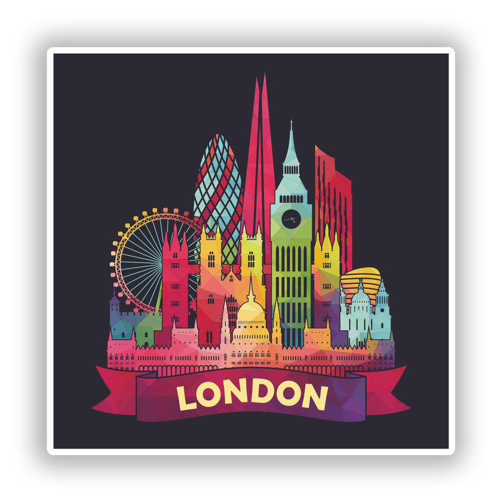 Destinationvinyl Multi 2 X 15Cm/150Mm London Skyline Vinyl Stickers Travel Luggage #7906