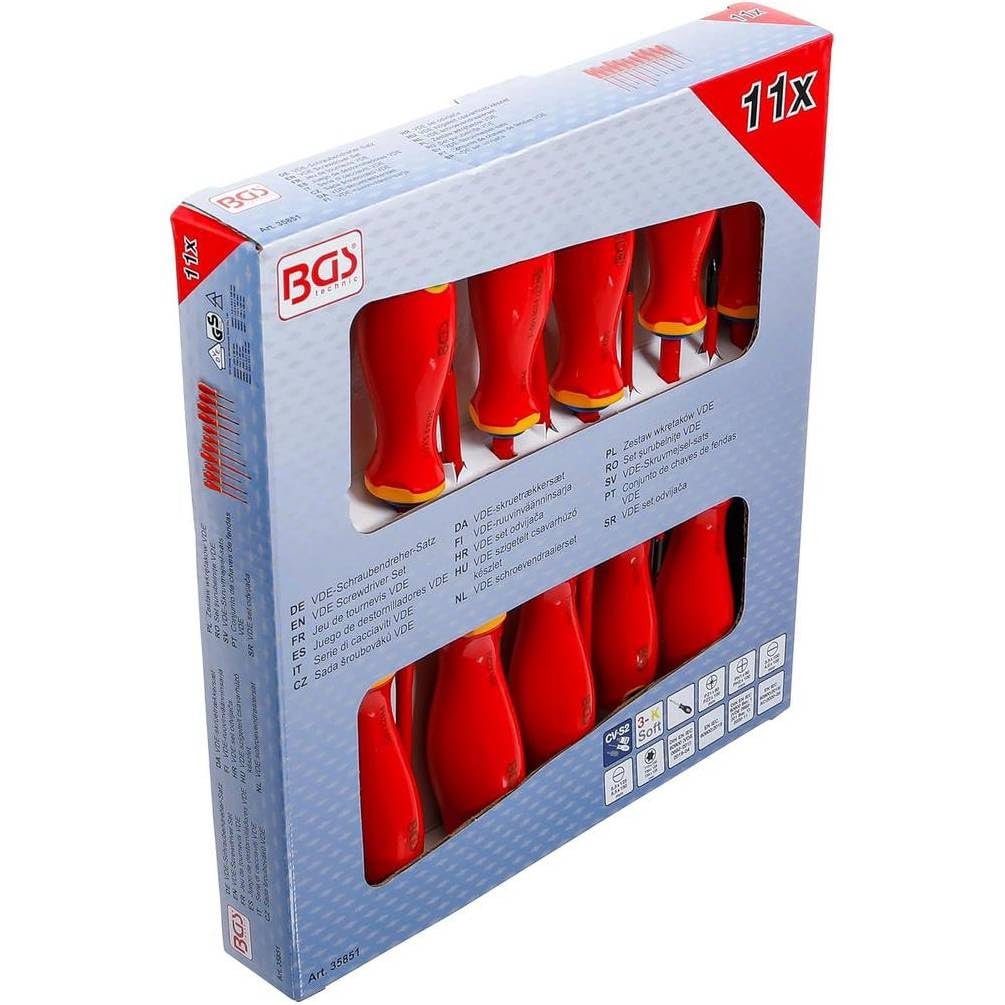 D-Work, set di cacciaviti VDE 11 pezzi, punta extra fine, isolamento e precisione per elettricista, cromo vanadio