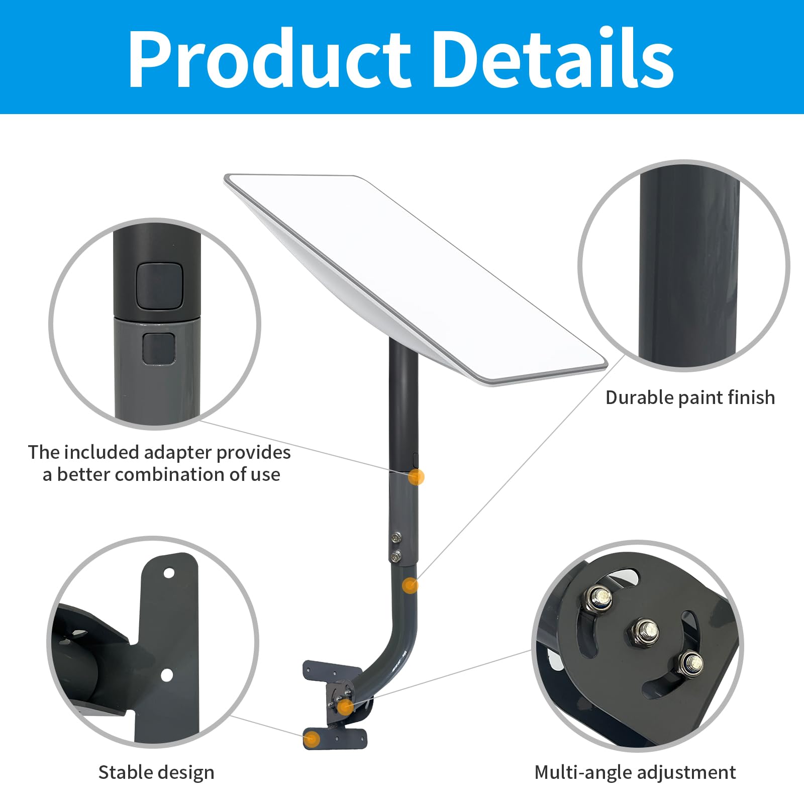 Supporto Regolabile Per Starlink - Montaggio A Parete/Tetto, Acciaio Antiruggine - Foto 6