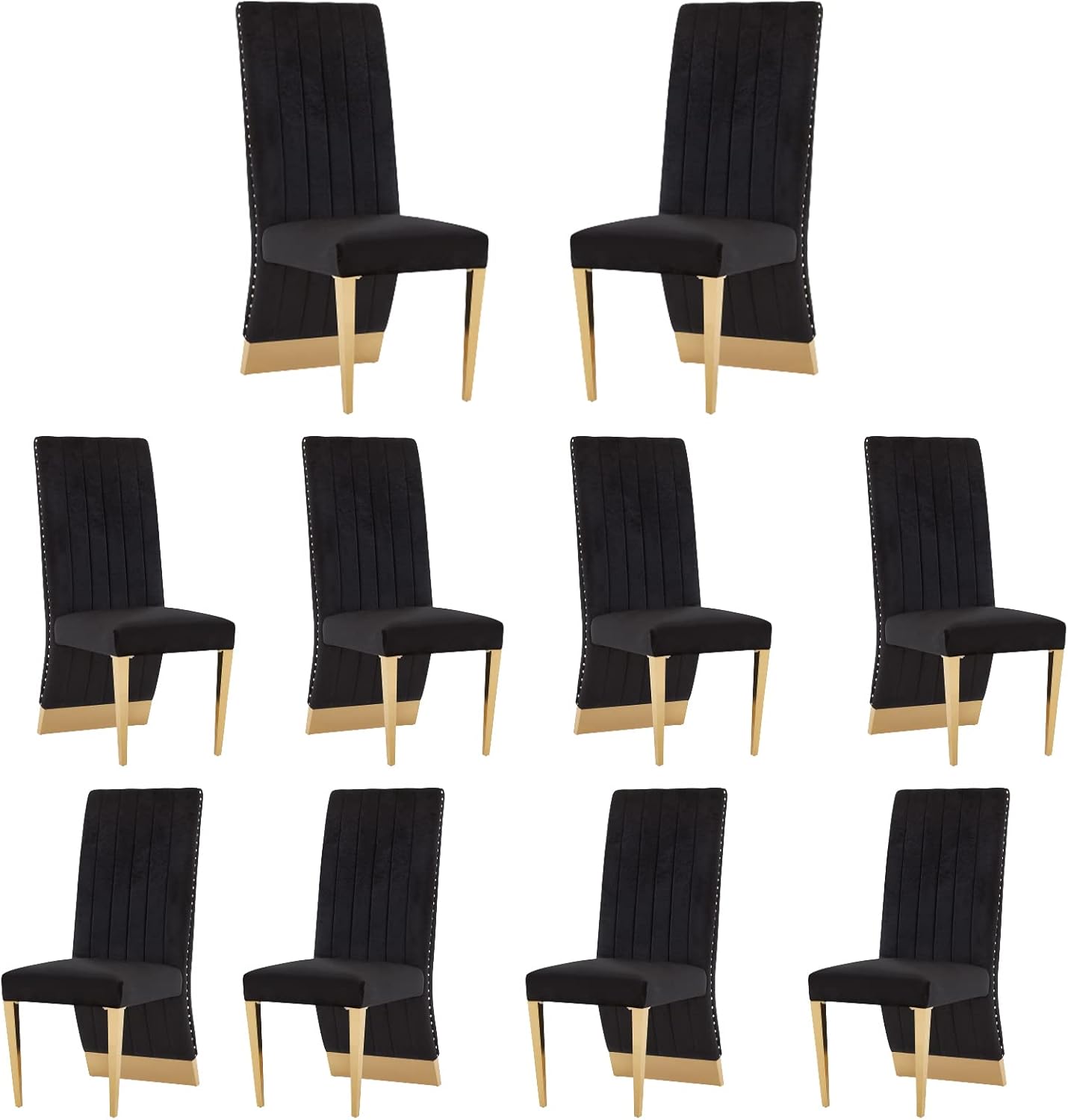 AZhome Dining Chairs Black Velvet Kitchen Dining Room Chair Contemporary Upholstered