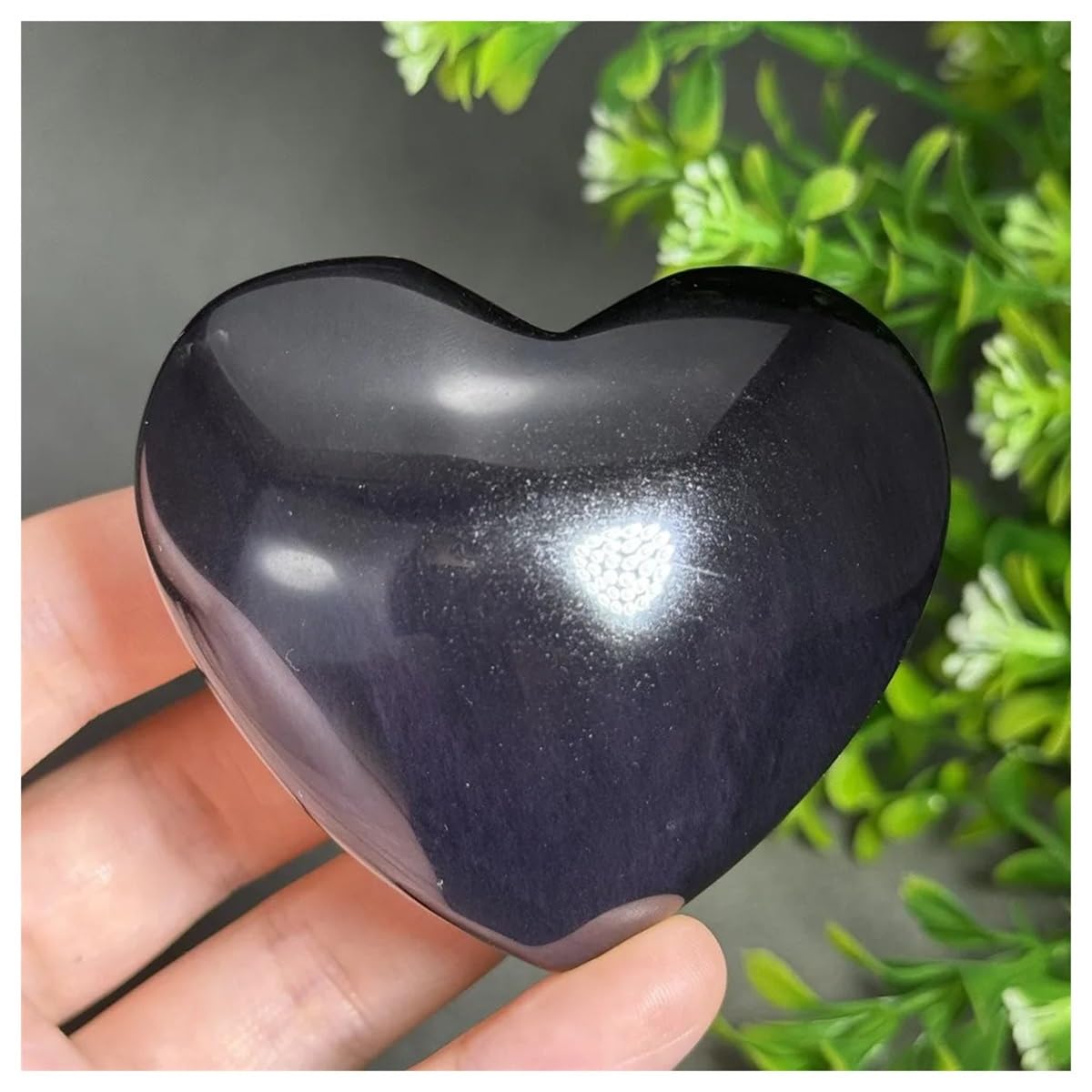 Obsidiana arcoíris natural en forma corazón de 126g para coleccionistas de cuarzo