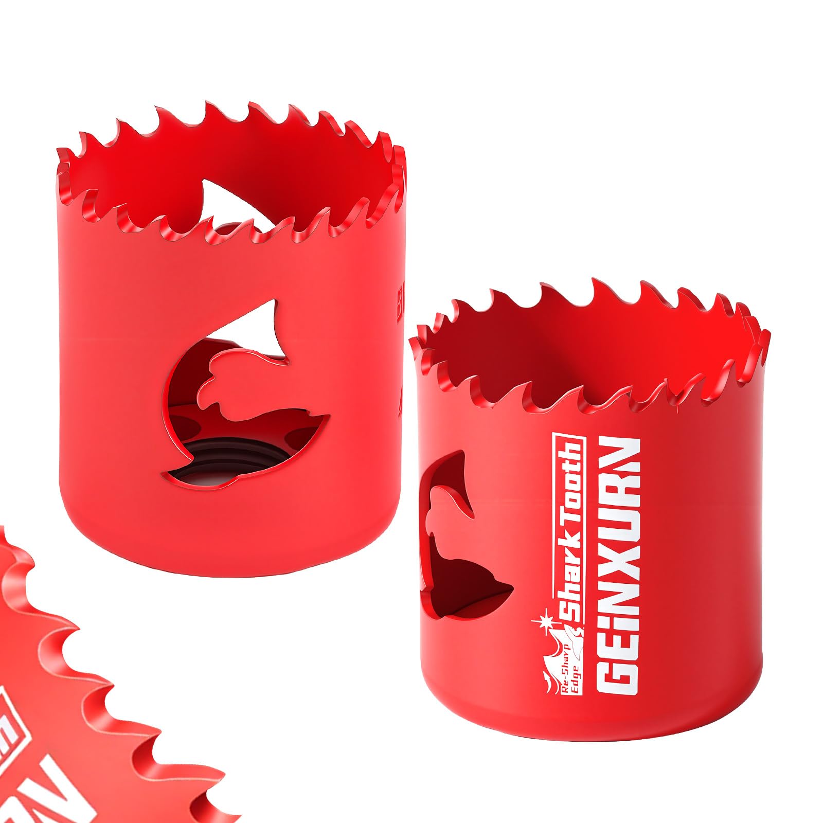 Geinxurn 40mm Hole Saw, 2PCS HSS Bi-Metal Hole Saw Kit with Shark Tooth Hole Cutter for Wood,Drywall, PVC Boards and Thin Metal