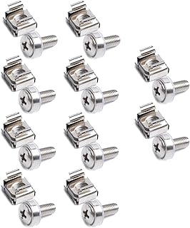 10x Replacement Metal Nickel-Plated M5 Cage Nuts With Screws for Square Hole Racks Cabinet Accessory