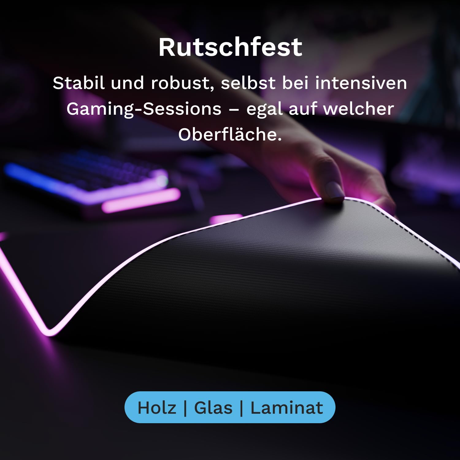 GLORIOUS GMP 2 GLED Stoff Gaming Mauspad (XXL) InfiniGlow RGB, 915x460mm | 2-Zonen-RGB-Beleuchtung, Nahtlose Verarbeitung, Mikrofaseroberfläche für Speed & Kontrolle, Rutschfeste Unterseite für PC