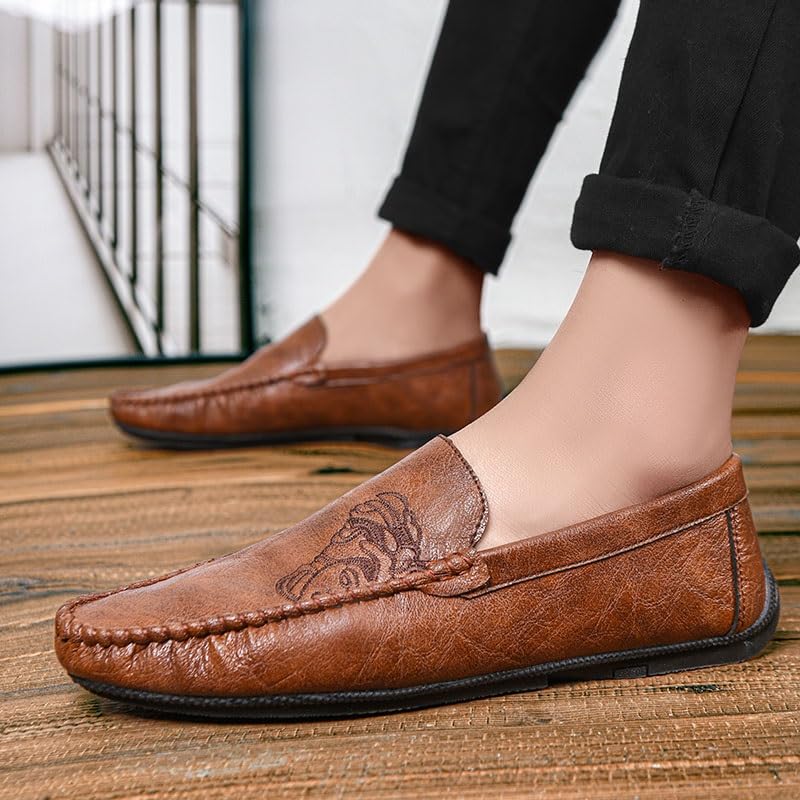 Loafers for Men Solid Color Round Toe Vegan Leather Loafer Shoes Resistant Comfortable Lightweight Party Classic Slip On3