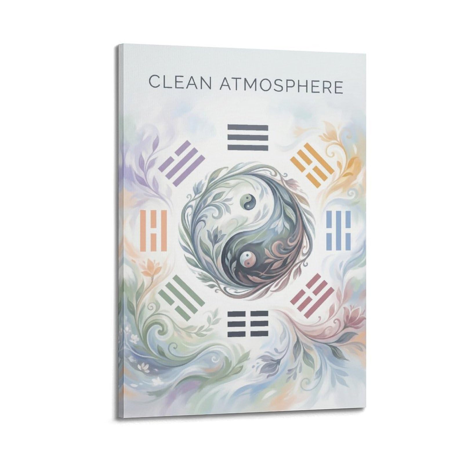 OKNGB China Tai Chi Yin Yang Bagua Healing Meditation Poster Decorative Painting Canvas Art Picture 24x36inch(60x90cm)