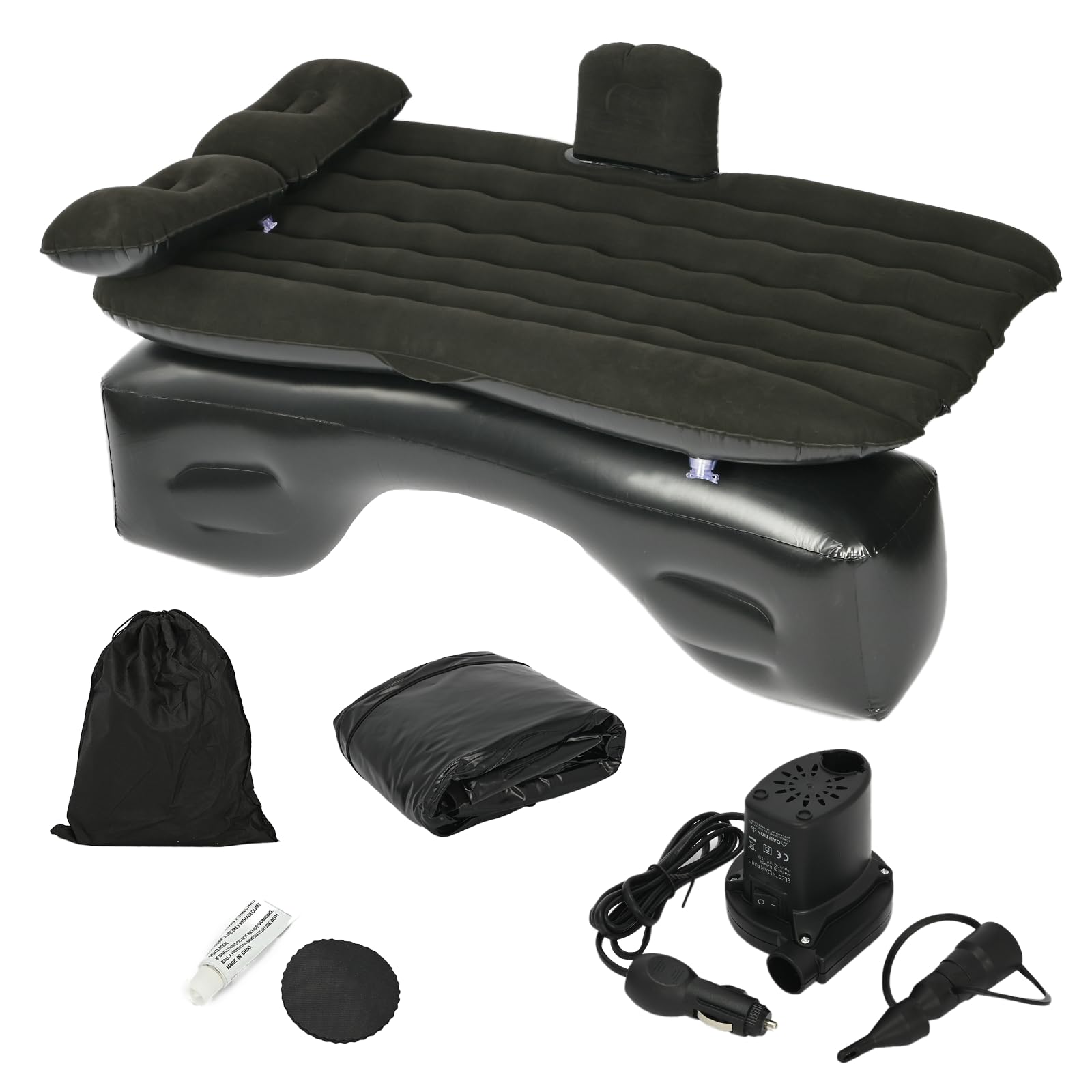 YAGEANNL Letto per auto, nero gonfiabile materasso ad aria per auto, 135 × 70 cm, sedile posteriore auto letto da campeggio (A)
