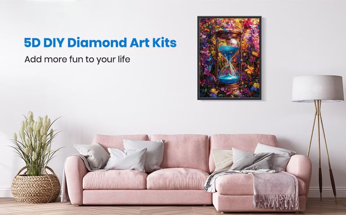 5D Zestaw do malowania klepsydrą Diament Malarstwo, DIY Kwiat Artystyczne Pełne zestawy diamentowe, zestawy sztuki diamentowej Rhinestone Ścieg krzyżykowy Malarstwo dla dorosłych Początkujących
