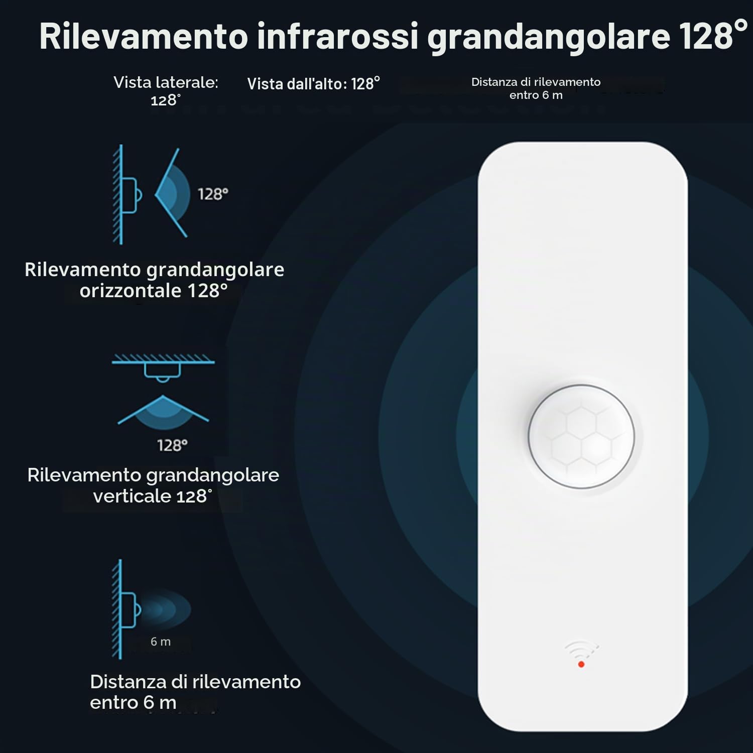 Sensore di movimento WiFi PIR: rilevatore di movimento interno intelligente con avvisi e registrazioni di notifica dell'applicazione, batteria inclusa, rilevatore di movimento a infrarossi 3 pezzi