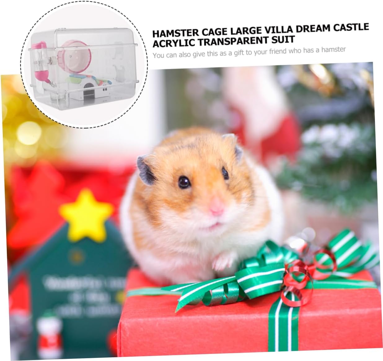 Sosoport 1set Hamster Villa Running Wheel Food Bowl and House for Small Pets Habitat for Hamsters Chinchillas and More Random Style