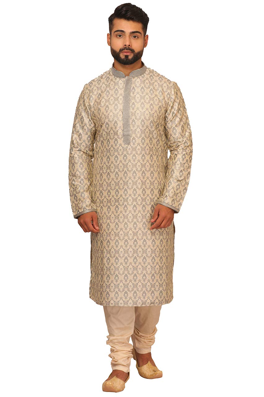 Manyavar Men's Jacquard Embroidered Kurta Set (2pcs)