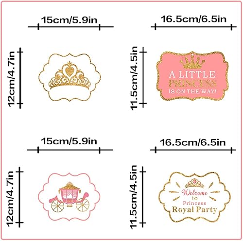 Miniatura 2 de LINGTEER A Little Princess Royal Crown Pink Swirls Streamers – 12 piezas de decoración de fiesta de cumpleaños de princesa para bebé, niña, regalo