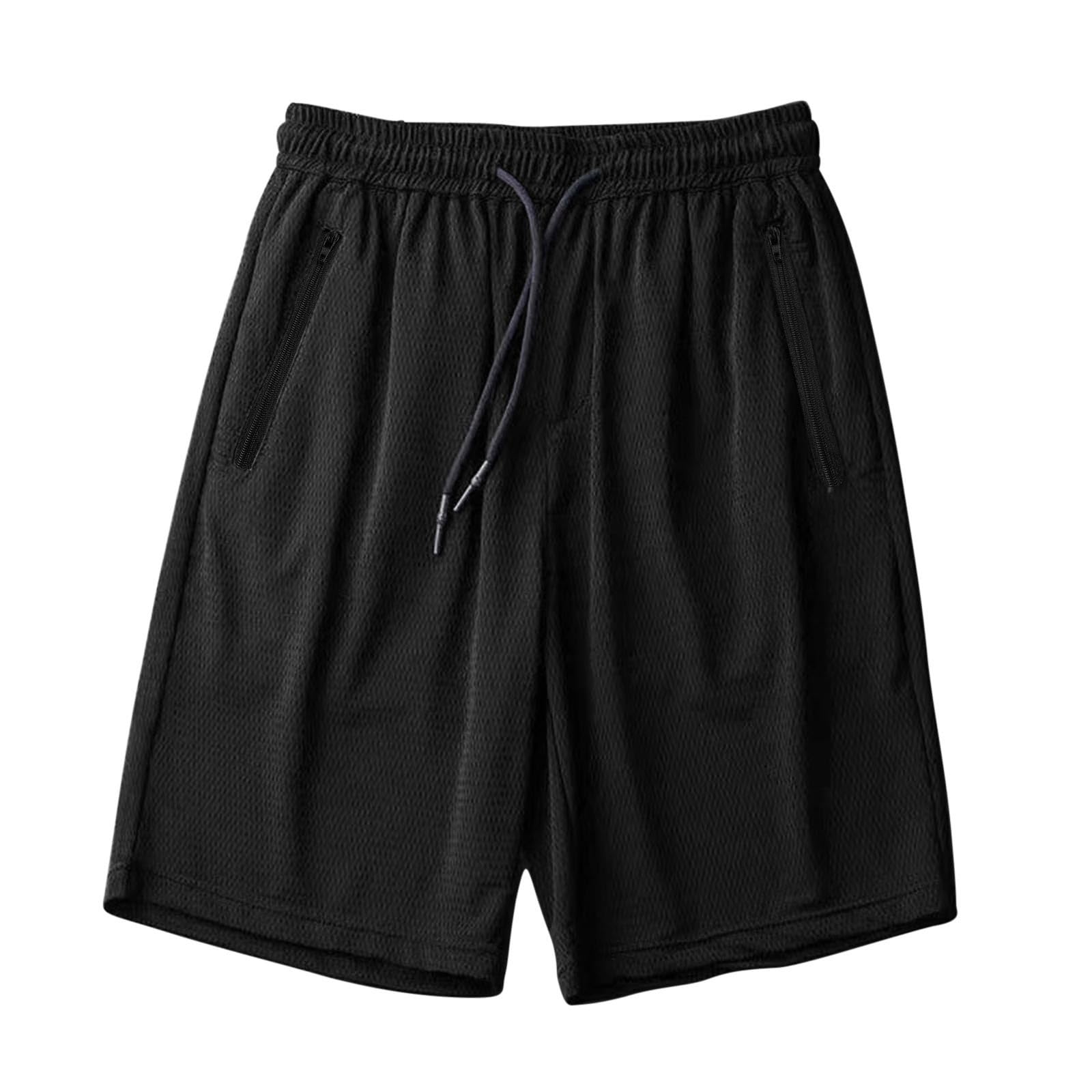 Big and Tall Shorts for Men Casual Breathable Mesh Quick Dry Solid Athletic Short Drawstring Elastic Waist Pants