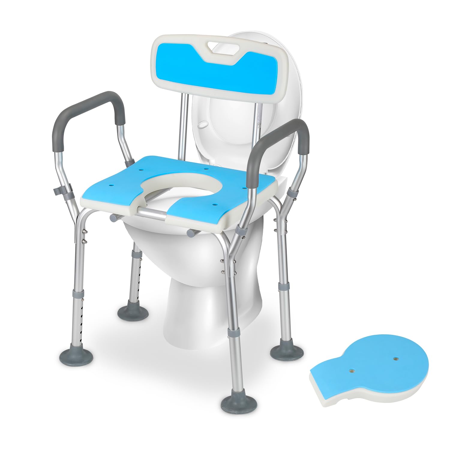 Taboret prysznicowy 36-52 cm, z regulacją wysokości, krzesło prysznicowe z podłokietnikami, stabilne siedzisko prysznicowe, antypoślizgowe siedzisko prysznicowe, taboret łazienkowy dla seniorów