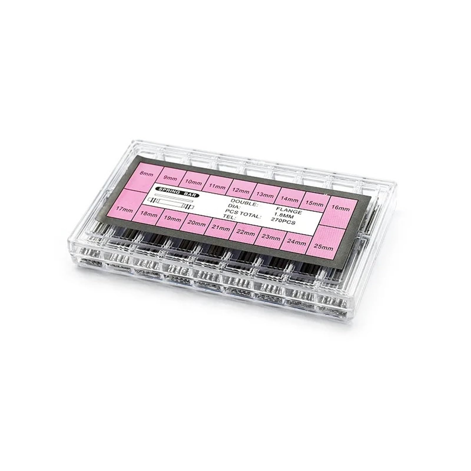 FDCSKINX 270pcs Strainless Steel Spring Bars Dia 1.5mm/1.8mm length8mm - 25mm/6mm 23mm Watchband Strap Belt Watch Repair Tools Pin(1.5mm 6-23mm)
