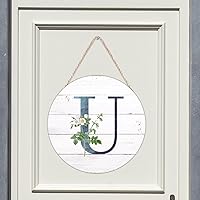Vista 118 de Welcome Sign for Wall Initial Letter C Blue Round Wood Signs Monogram White Floral Wood Plaque Fresh Flowers 12in Mid Century Home Wall Decor for