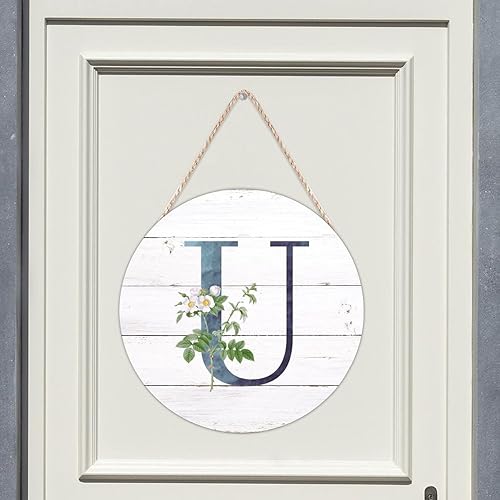 Vista 118 de Welcome Sign for Wall Initial Letter C Blue Round Wood Signs Monogram White Floral Wood Plaque Fresh Flowers 12in Mid Century Home Wall Decor for