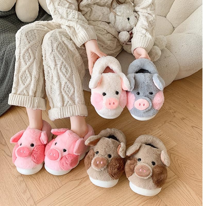 Cute pig slippers, animal plush slippers, winter Warm slippers, Women's party slippers, Men's Women's indoor outdoor slippers3