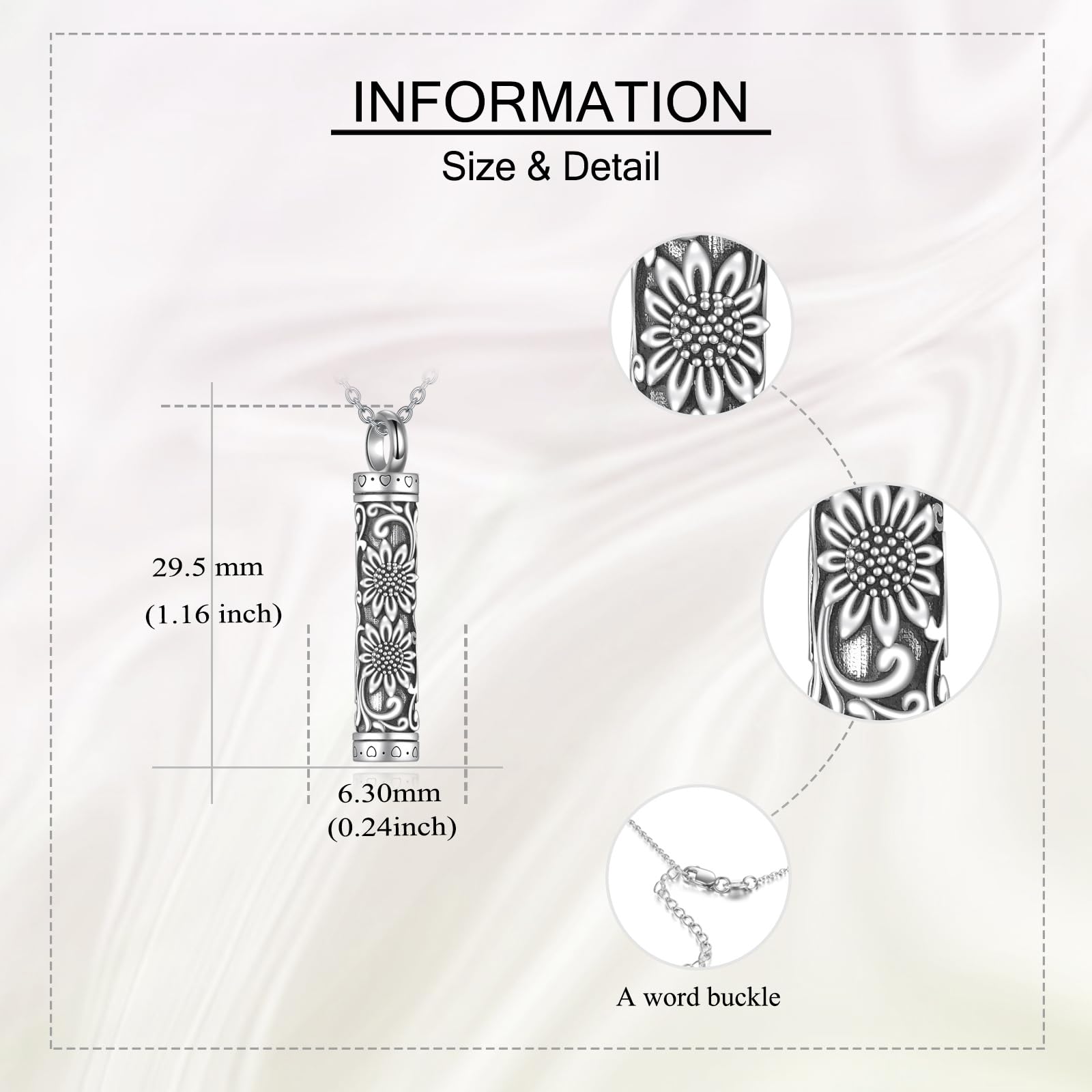 YAFEINI Collier urne funéraire tournesol pour cendres en argent sterling 925, bijou de crémation, cadeau commémoratif pour homme et femme